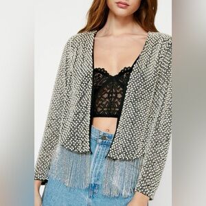 Nasty Gal Rhinestone Fringe Jacket + Beaded Top Festival Set | NWT Size 2 & 4